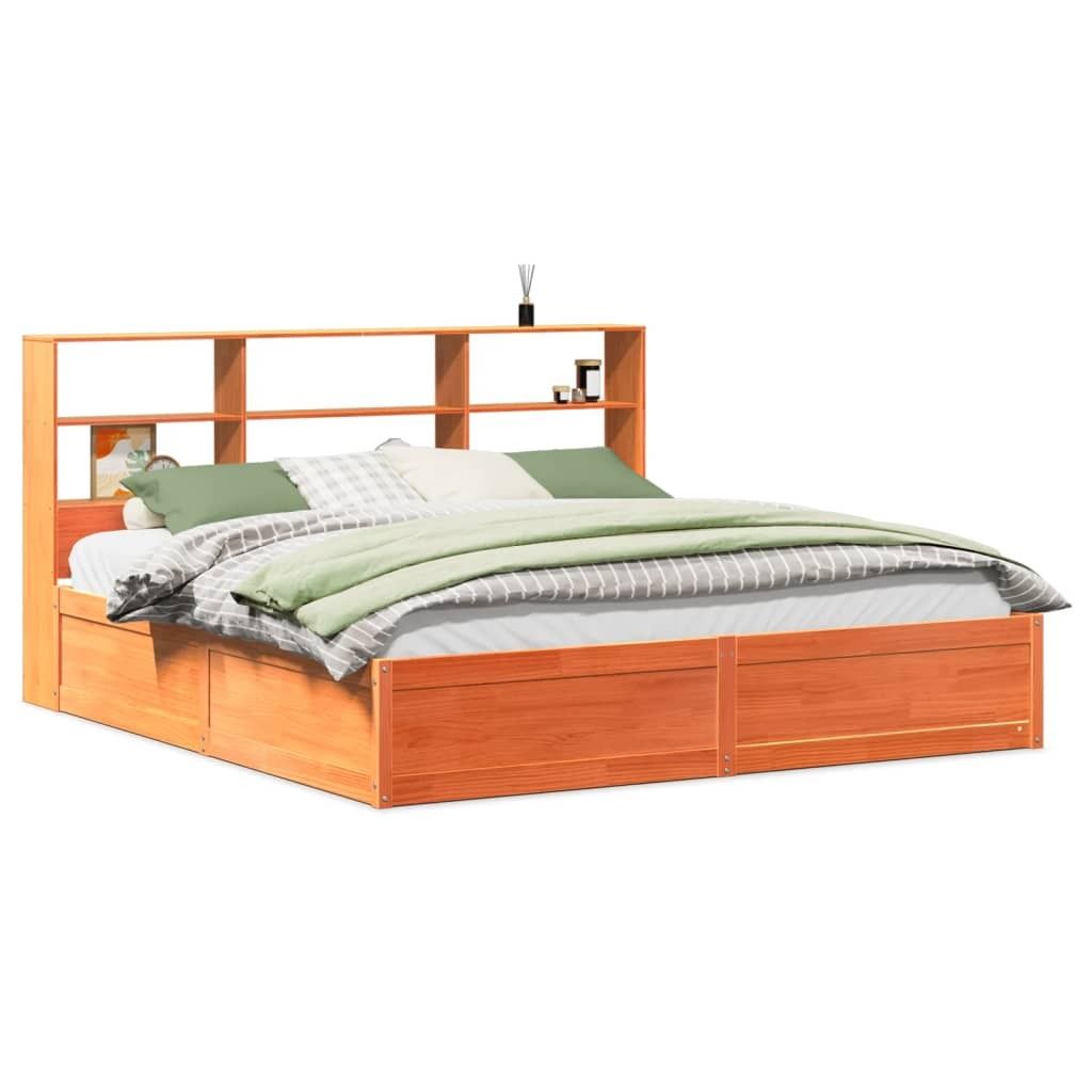 vidaXL Massivholzbett ohne Matratze Wachsbraun 180x200 Kiefernholz