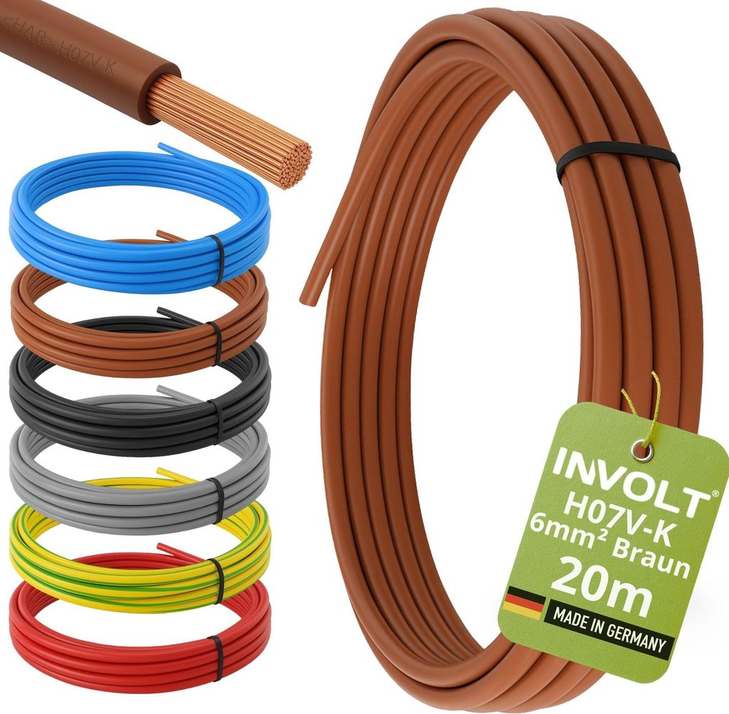 INVOLT H07V-K 20m 6mm² braun Aderleitung flexibel Produktbild 