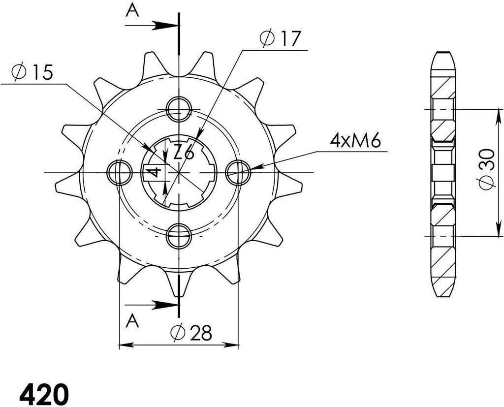 Ritzel Supersprox 420 - 13Z CST-253:13|grobverzahnt 15,0/17,0