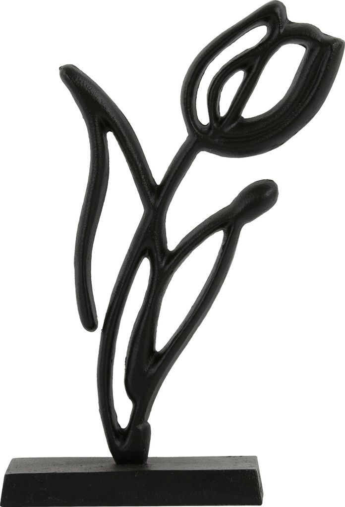 Deko-Tulpe - Schwarz matt - Metall - H 35 cm