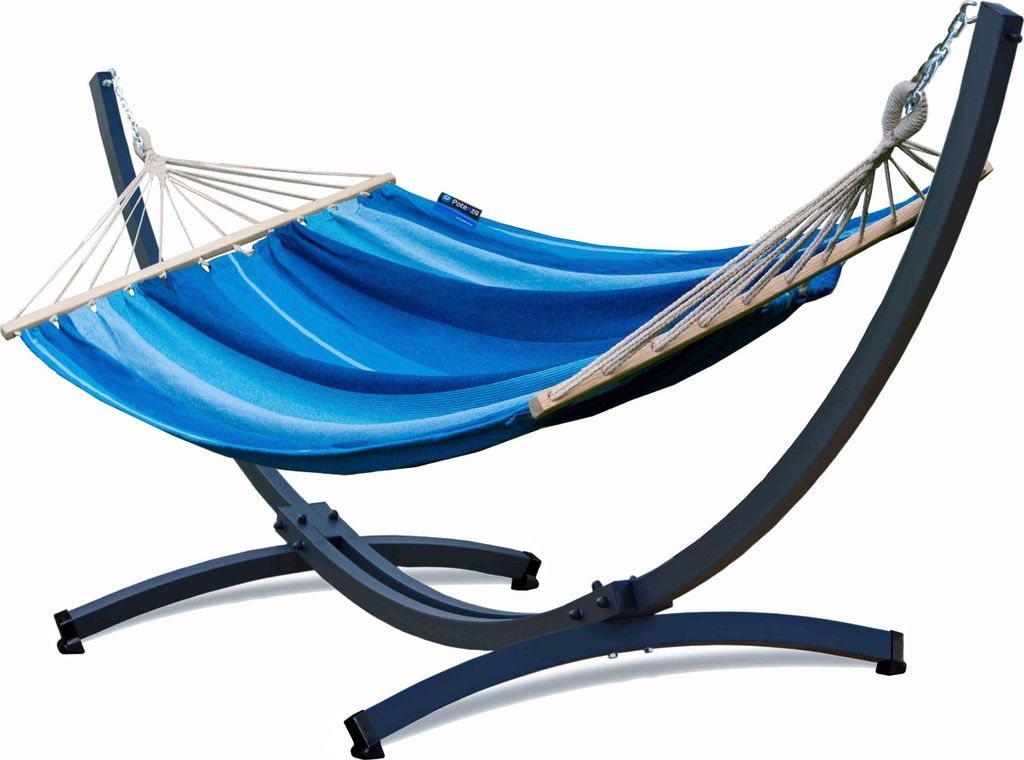 Potenza Outdoor Hängematte mit Tytan Gestell für 2 Personen I Stabhängematte XXL 220x160, 200kg I Hängemattengestell 350 kg Wetterfest