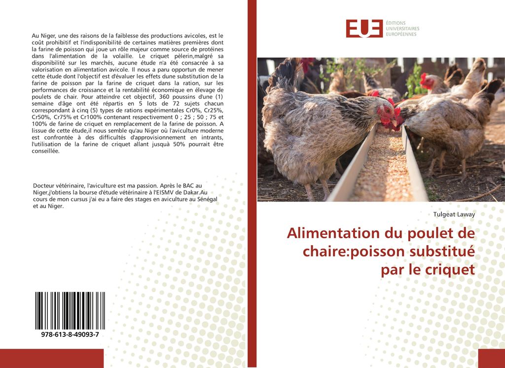 Alimentation du poulet de chaire:poisson substitué par le criquet