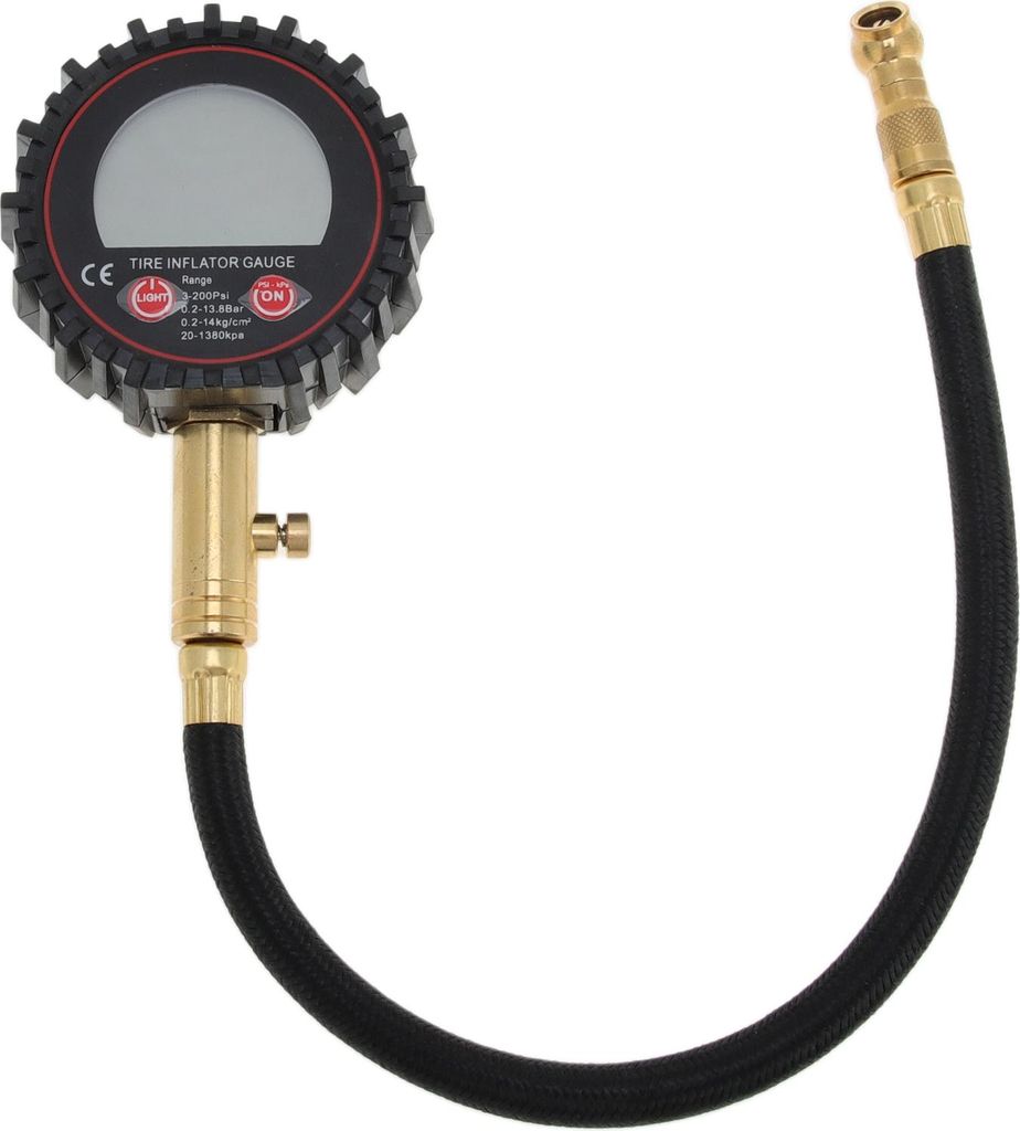 Digitalanzeige Reifendruckmesser 3-200PSI Reguläre Luftdruckmesser für Reifen mit Schlauch Schwarz 1 Stück
