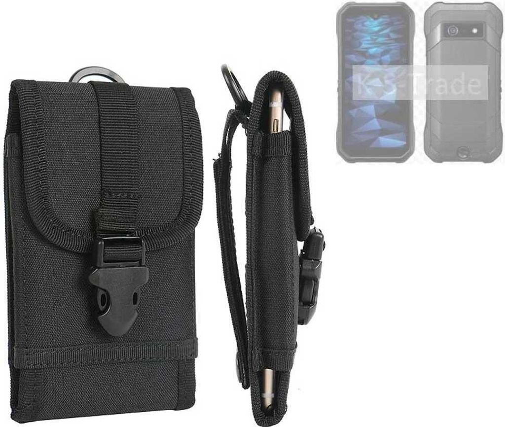 K-S-Trade Holster Handy Hülle kompatibel mit Kyocera DuraForce EX Holster Handytasche Gürtel Tasche Schutz Hülle Robust Outdoor schwarz