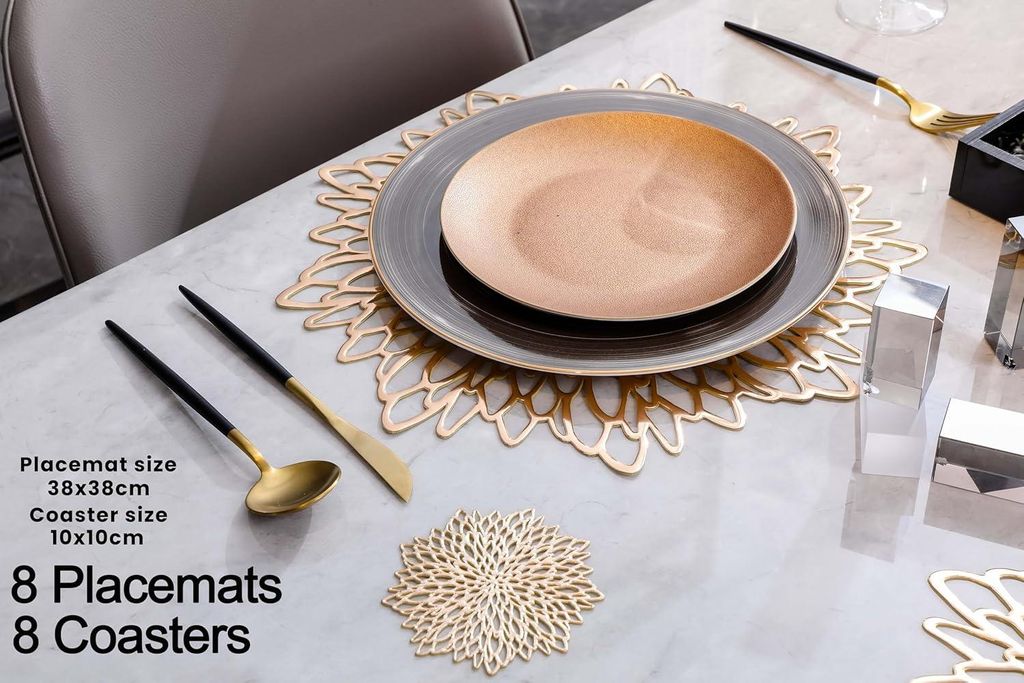 Gold platzsets und untersetzer Rund, Gold Tischsets Rund