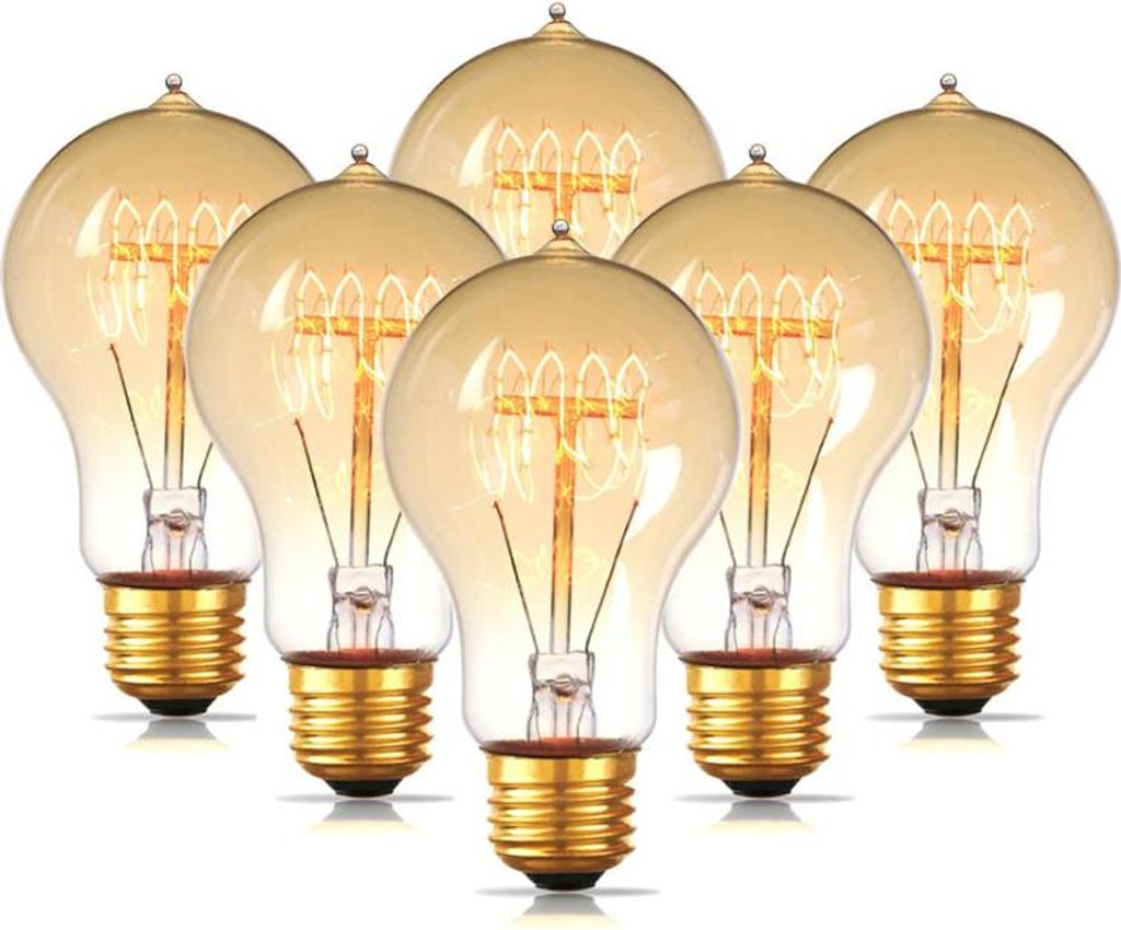 KINGSO Vintage E27 Glühbirnen (6er Set, 60W) – Für echtes Produktbild 