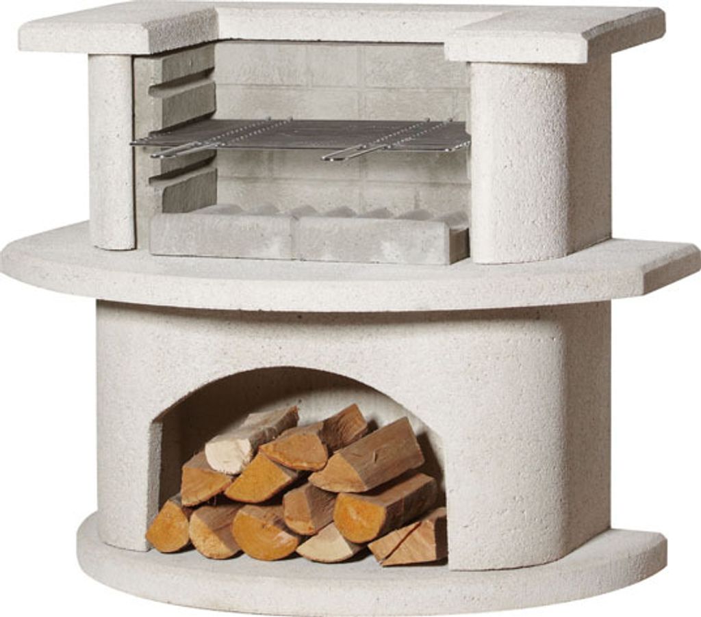 Buschbeck Grillbar Venedig weiss / weiss BBQ Kohlegrill Holzgrill Feuerstelle Feuer