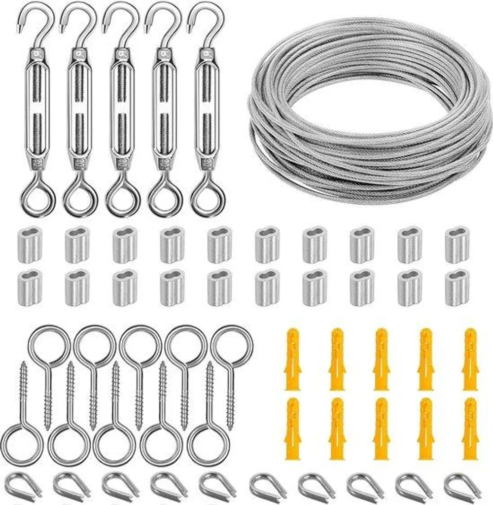 Tendeur de câble inox M5 et fil d'acier 30m haute résistance pour maison