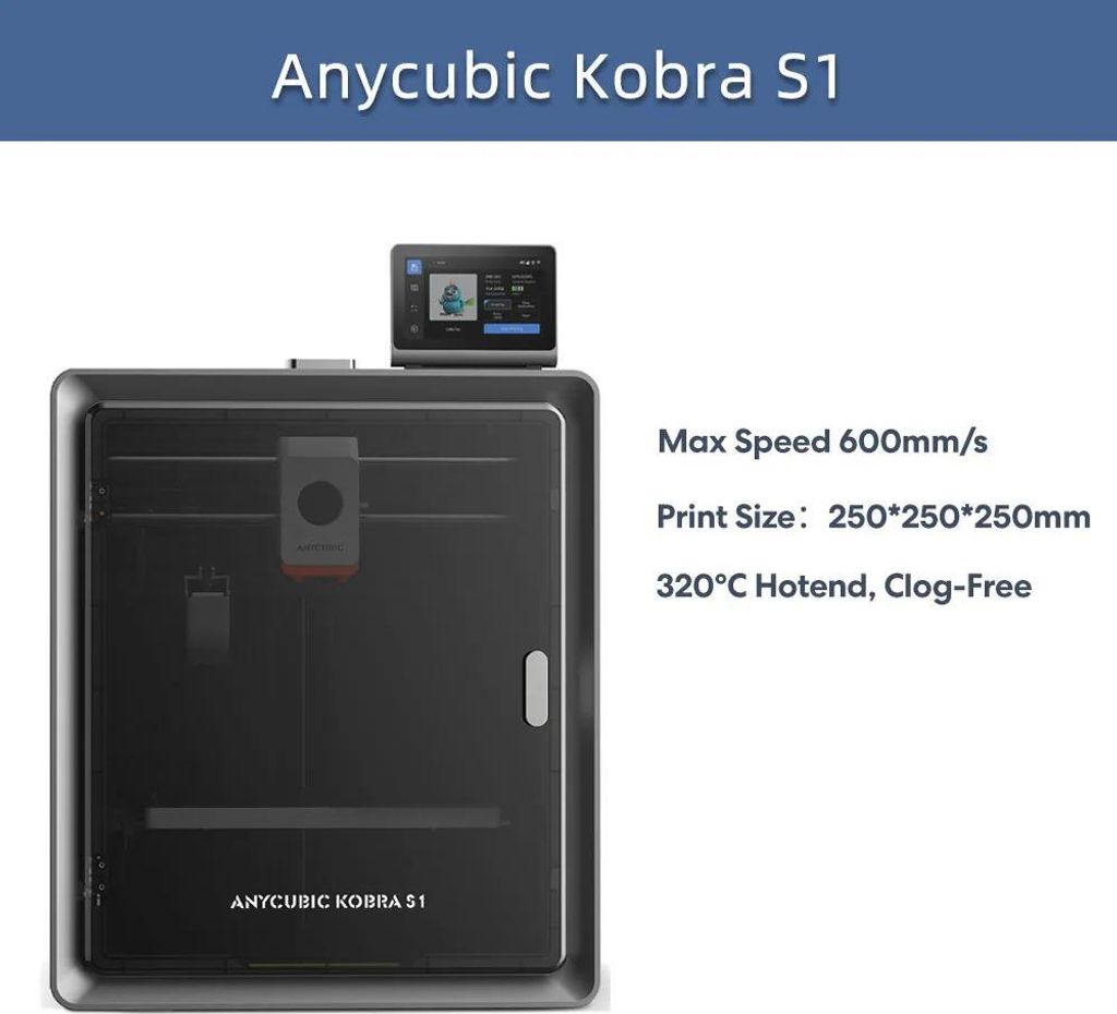 3D-Drucker - Kobra S1 FDM - Großer Bauraum 400×400×450 mm - WLAN - 0,4 mm Düse - Bis 100 mm/s - TFT-Touchscreen - Schwarz