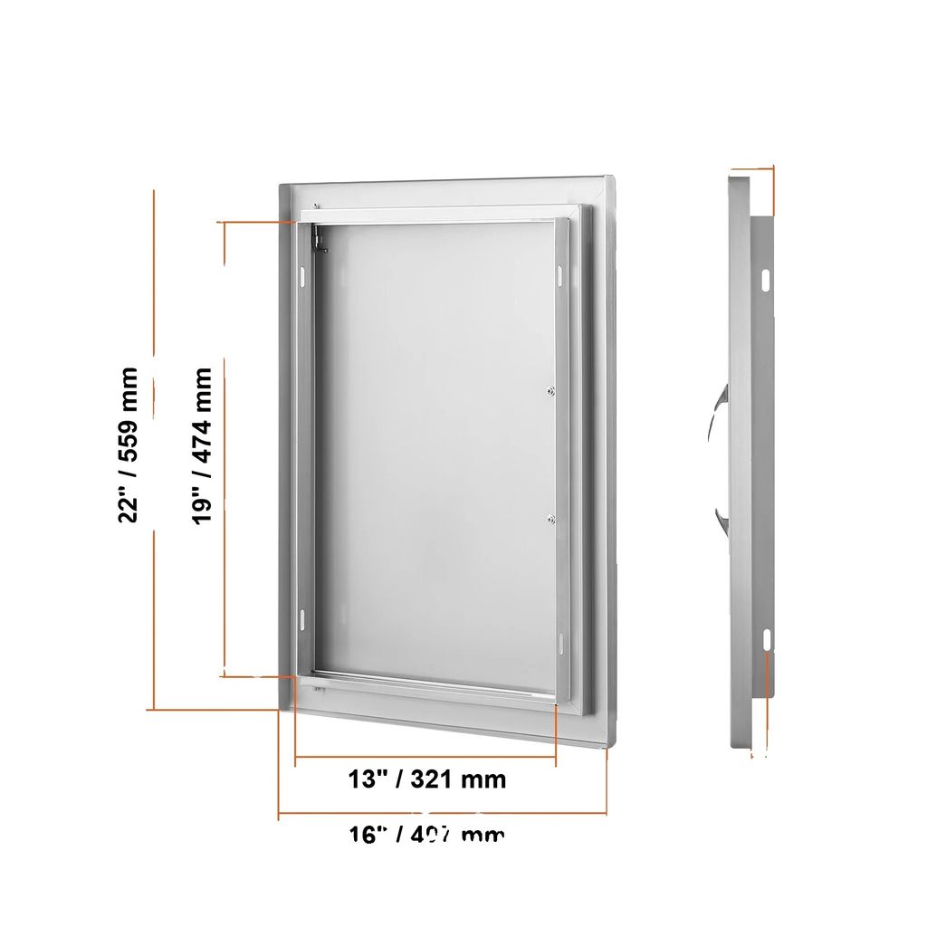 Zugangstür, Edelstahl, Wandmontage-Design, 16x22in Silber Produktbild 