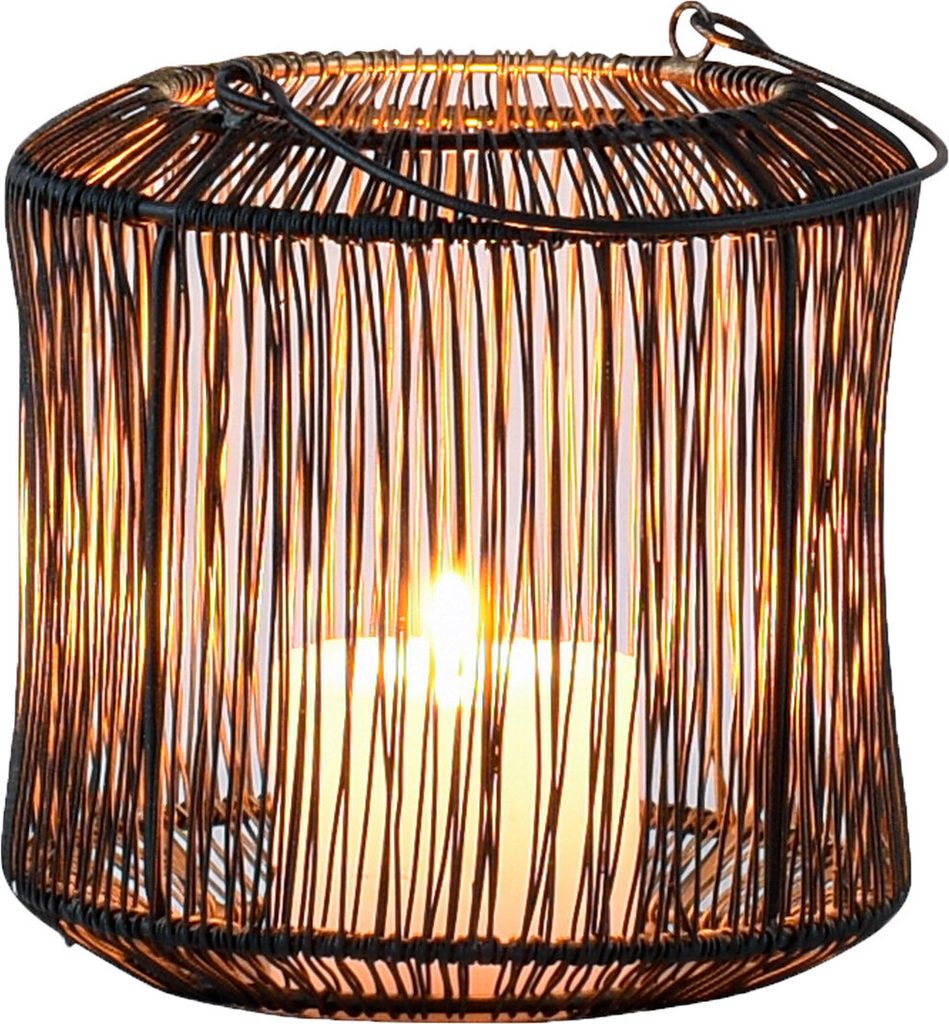 Marrakesch Boho Deko Aesthetic Windlichter Metall Draht 14 cm groß schwarz Gold | Windlicht Teelichthalter Stello als Gartendeko & Wohnzimmer Tisc...