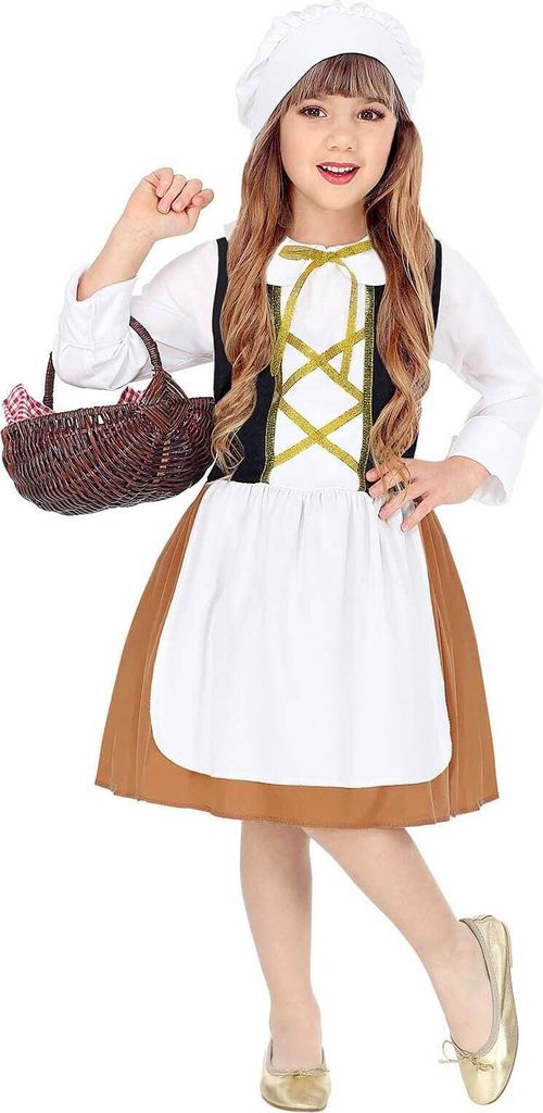 Süße Magd Mädchenkostüm für Karneval weiss-braun 2-3 Jahre Produktbild 