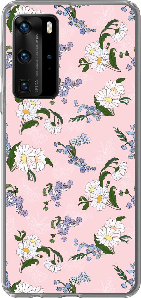 MuchoWow Handyhülle Schutzhülle Hülle für Telefoonhoesje Huawei P40 Pro Muster - Vergissmeinnicht - Blumen - Mädchen - Kinder - Kinder Silik...
