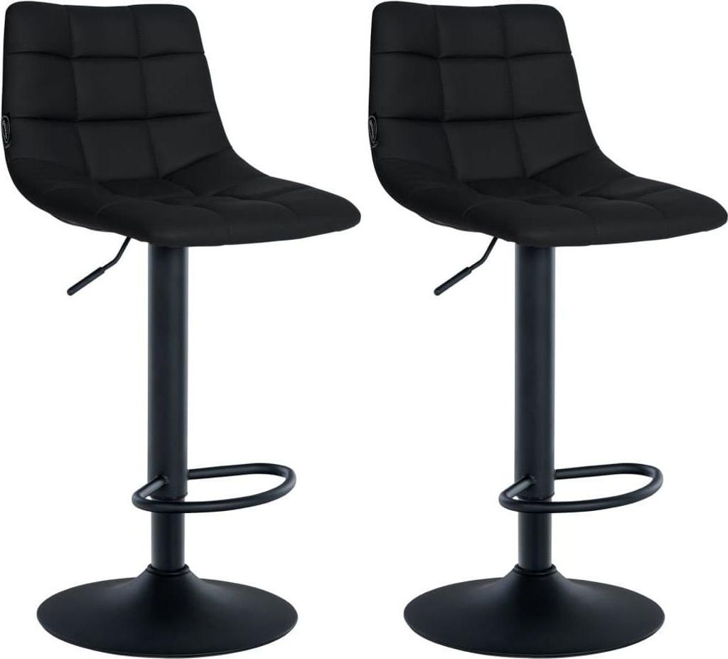 2-teiliges Set Barhocker – Küchenhocker Kunstleder – Höhenverstellbar und bequem | Farbe: Schwarz | Grundfarbe: Schwarz