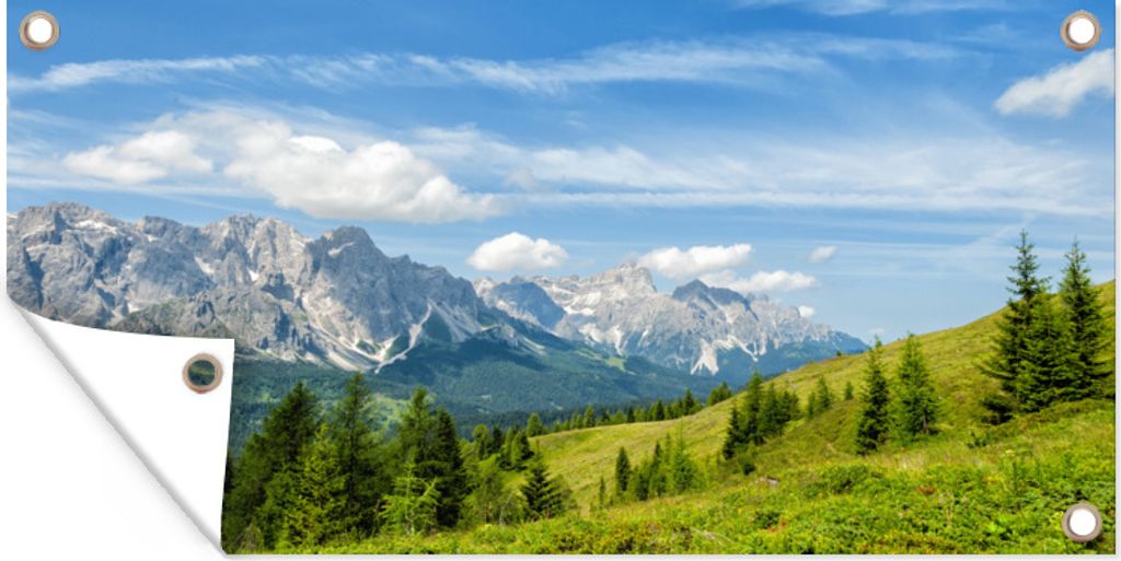 MuchoWow 60x30 cm Outdoor-Poster Gartendeko Sichtschutz Garten Poster für den Garten Alpen - Berge - Gras