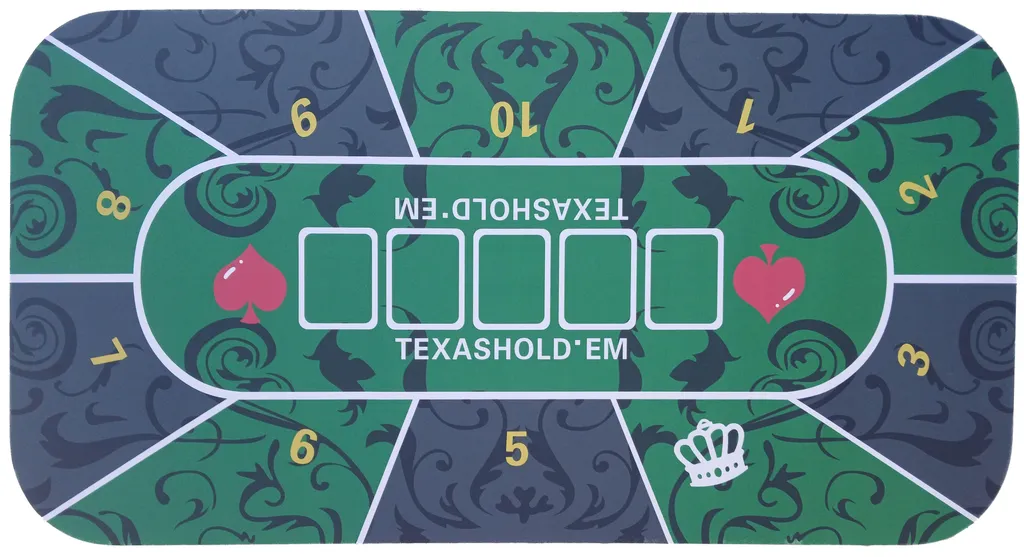 Tapis de poker Texas Hold'em vert 120 x 60 cm pour soirée entre amis