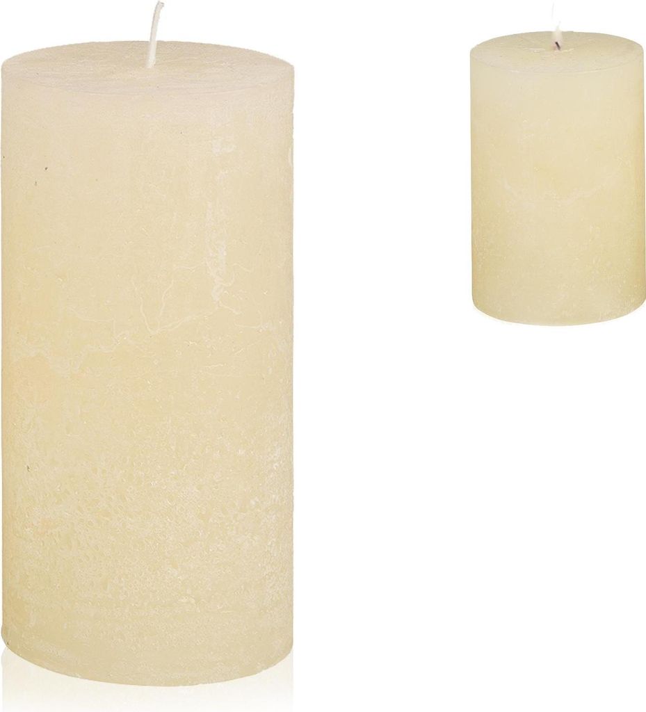 Candelo Hochwertige Kerze Weihnachten Ambiente Rustik - Creme - Rustic Stumpenkerze 12cm lange Brenndauer ca. 54 Std Weihnachtskerzen Adventskranz