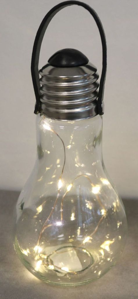 LED Deko Glühbirne aus Glas Glühlampe Hängelampe Tischdeko Dekolampe Dekoleuchte Lichtkugel Lichterkette zum Hängen und Stellen, Farbe:transparent