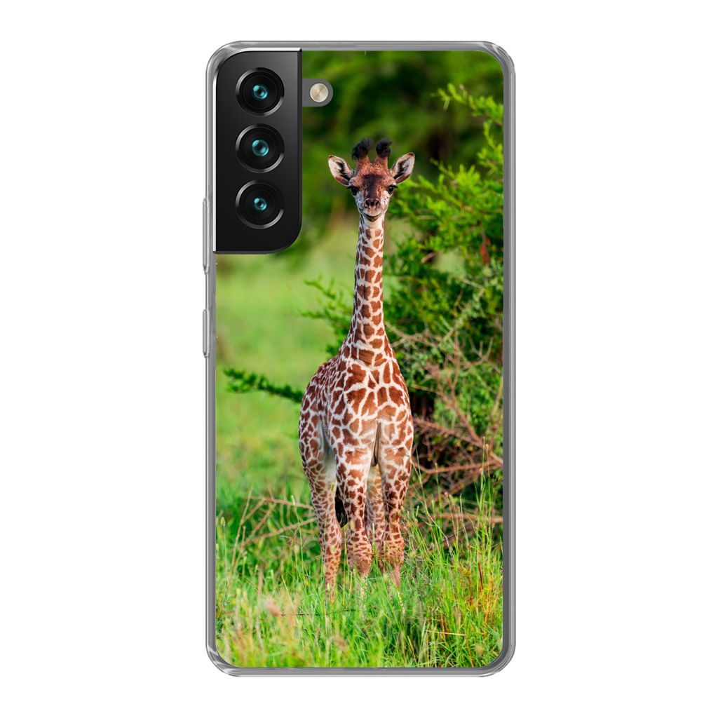 MuchoWow Handyhülle Schutzhülle Hülle für Samsung Galaxy S22 Plus Baby - Giraffe - Pflanzen Silikon Softcase Handy Hülle - Schutzabdeckung