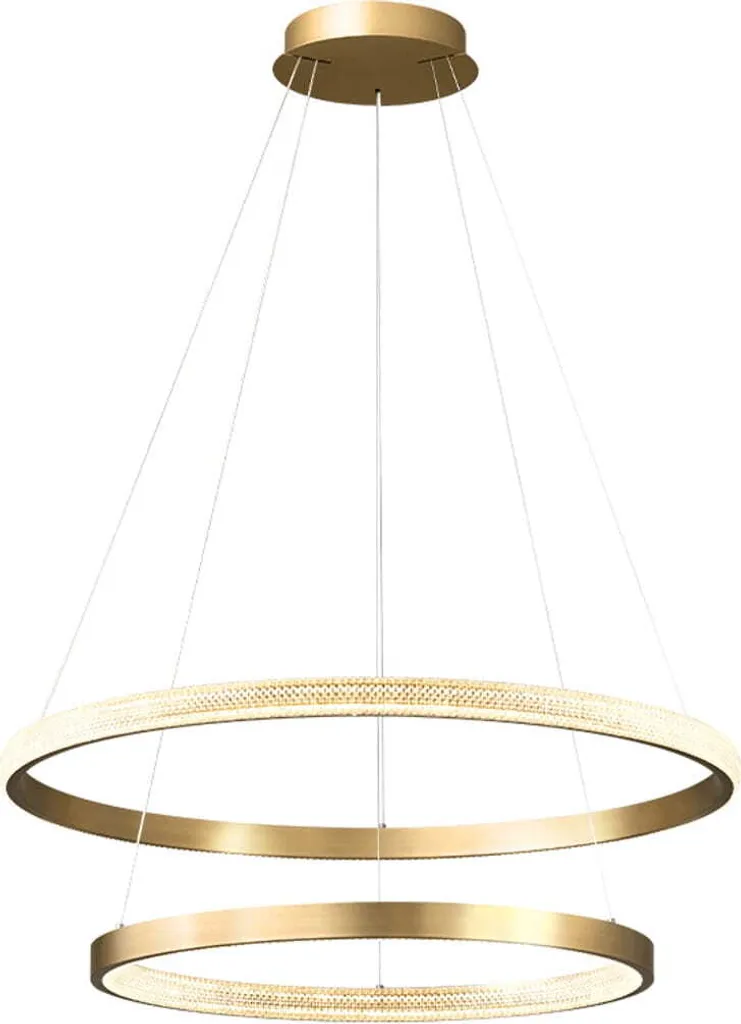 Suspension LED Design Double Anneau 60cm - Lustre Moderne Laiton Doré