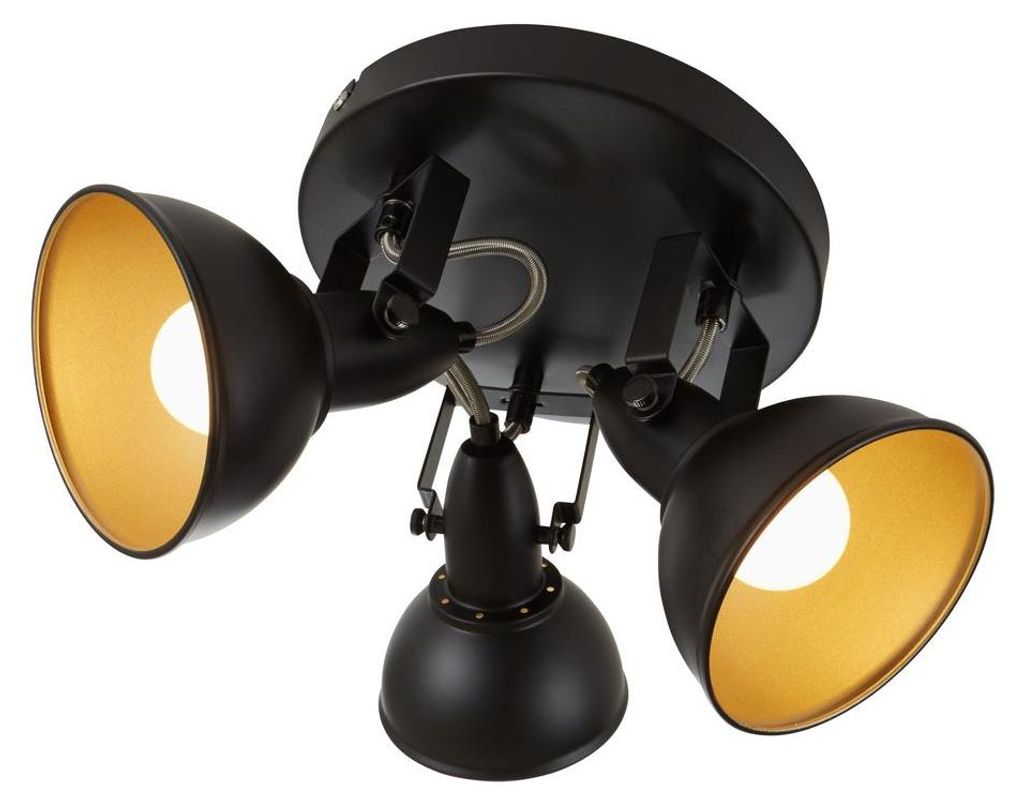 Deckenleuchte Dreh-& Schwenkbar 3xE14 40W Schwarz-gold Ø Produktbild 