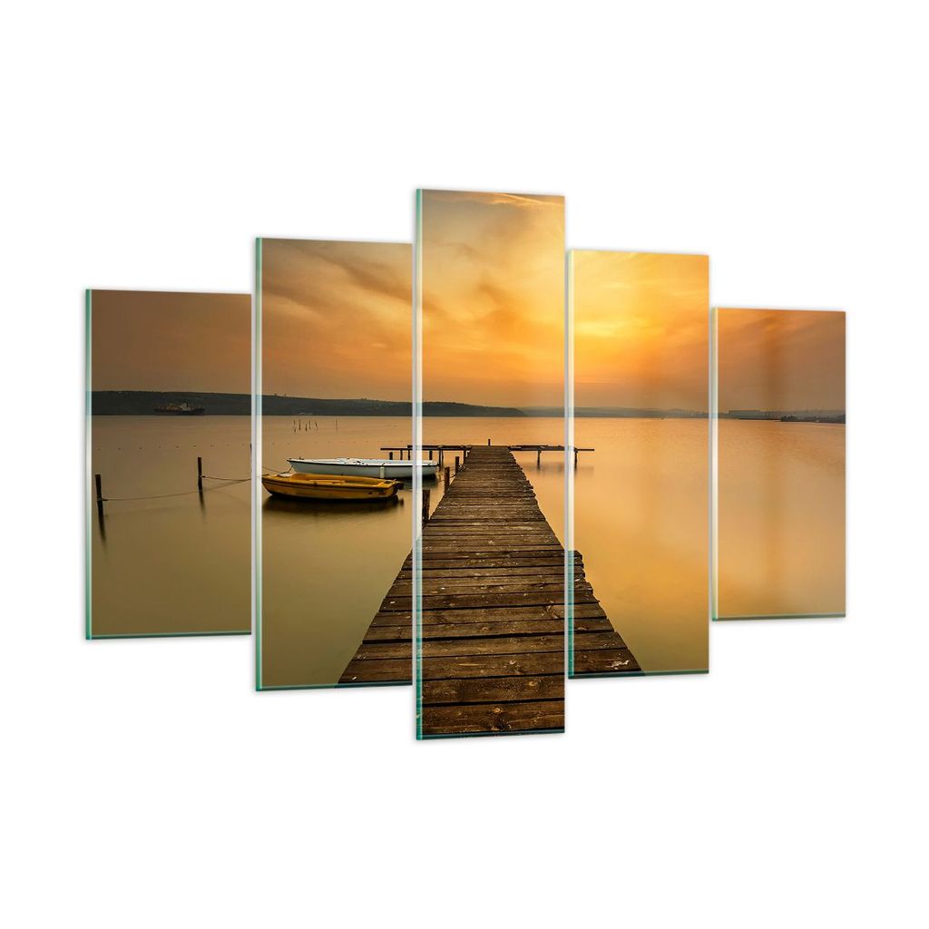 Bilder auf glas - See Brücke - 150x100cm - Glasbilder - Wandbilder - Bilder - Kunstdruck - zum Aufhängen bereit - Wanddekoration aus Glas - Glas ...