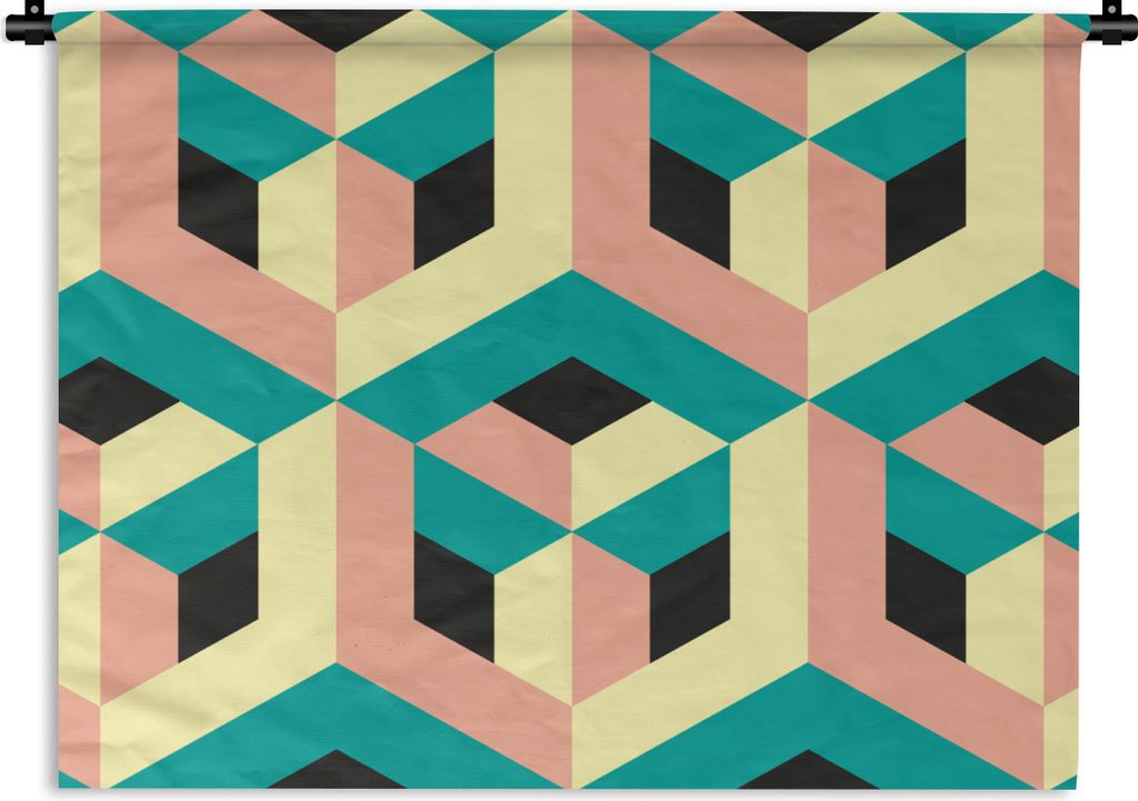 MuchoWow Wandteppich Wandbehang 3D - Muster - Würfel 60x45 cm Tapisserie Dekoration Wandtuch - Das Schlafzimmer