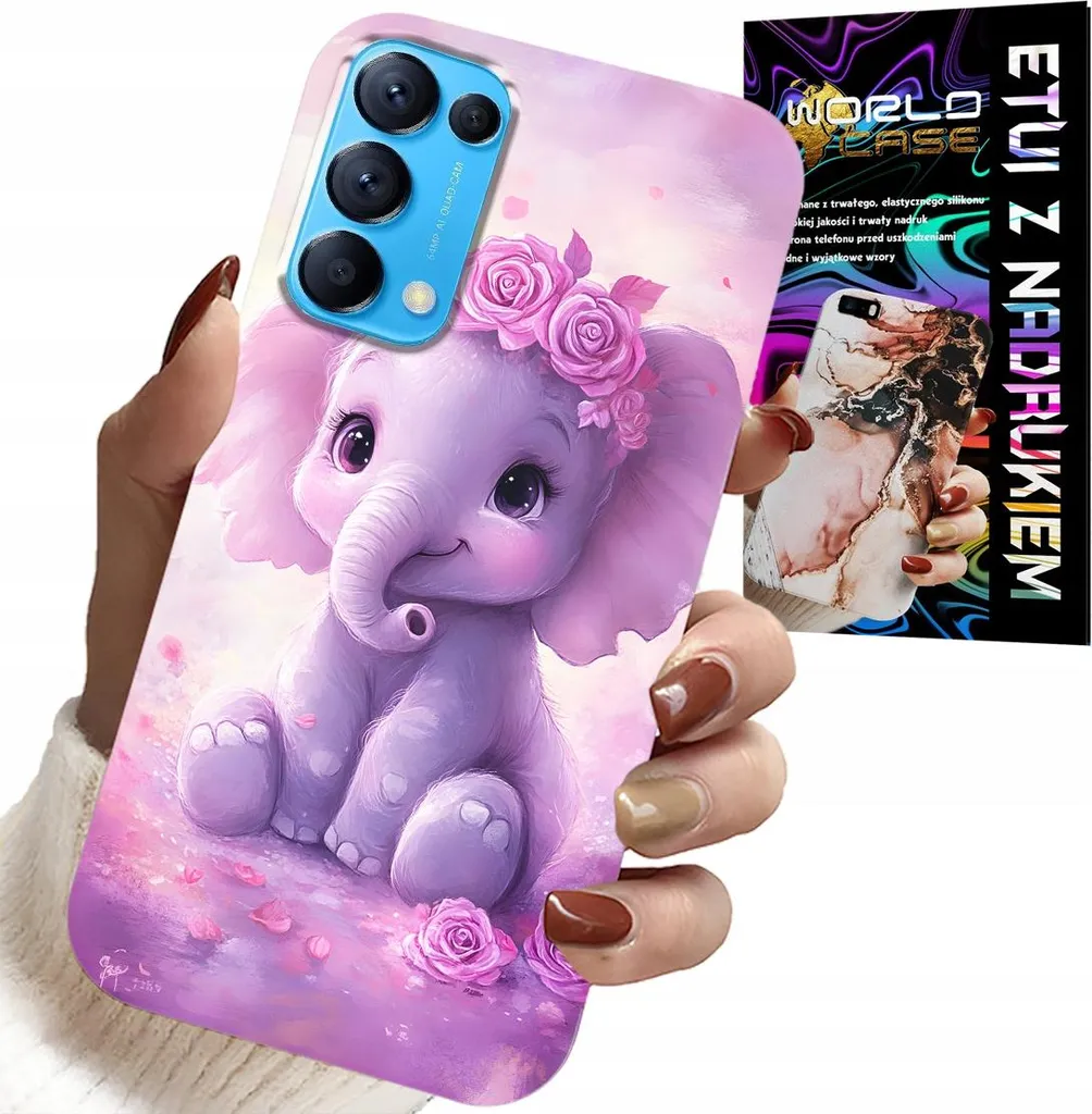 Offerta Custodia Oppo Reno5 Elefante Rosa: Folio Portafoglio 2-in-1
