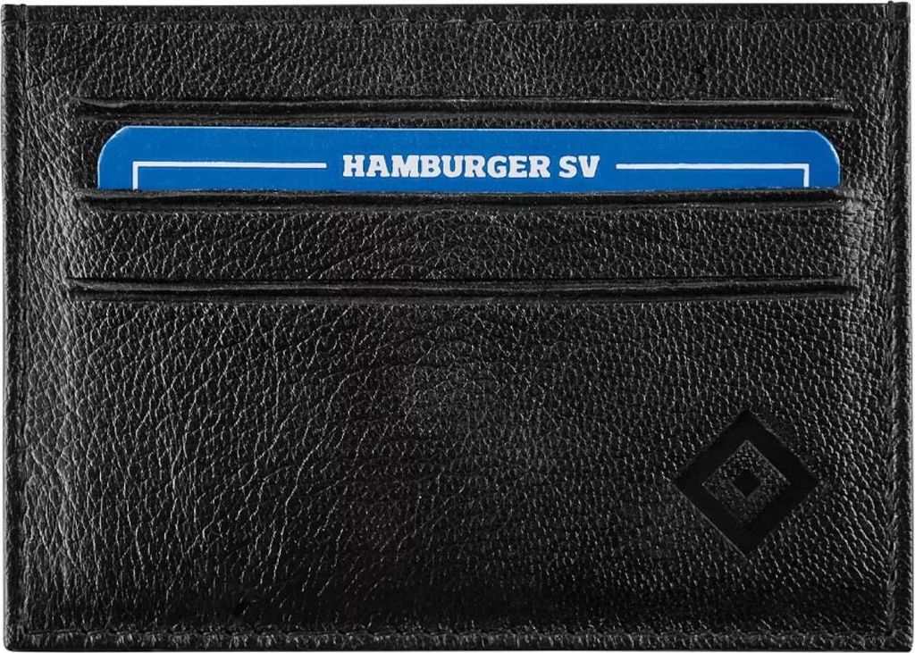 HSV Kartenetui „Raute“ – Offizieller Fanartikel – Schwarzes Etui mit geprägter HSV-Raute – 100% Leder – 6 Kartenfächer – inkl. Gesc...