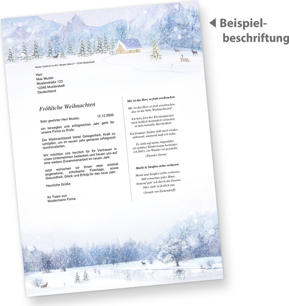 Weihnachtsbriefpapier 50 Blatt Weiße Weihnachten, Produktbild 