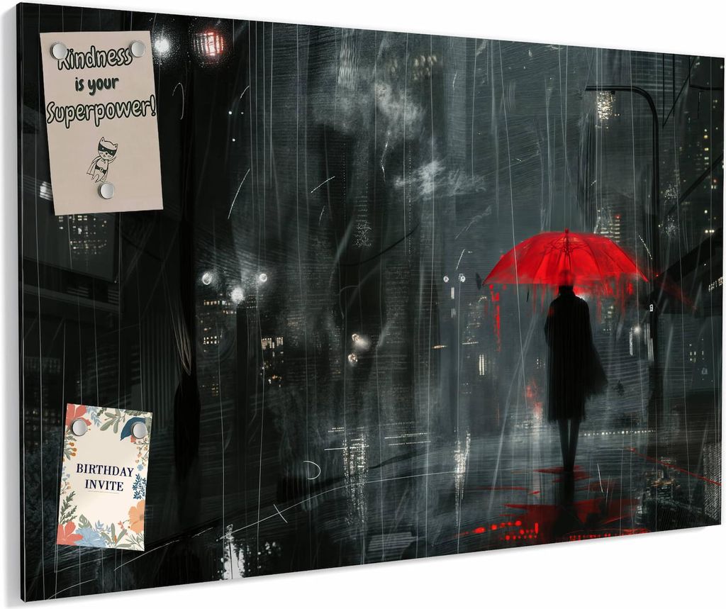Magnettafel 60x40cm magnetisch & beschreibbar Metall-Board - Regenroter Schirm