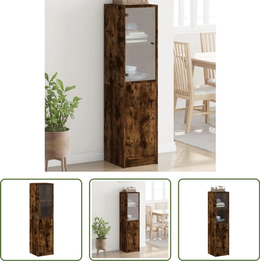 Credenza Rovere Fumé 35x37x142 cm: Eleganza con Anta in Vetro
