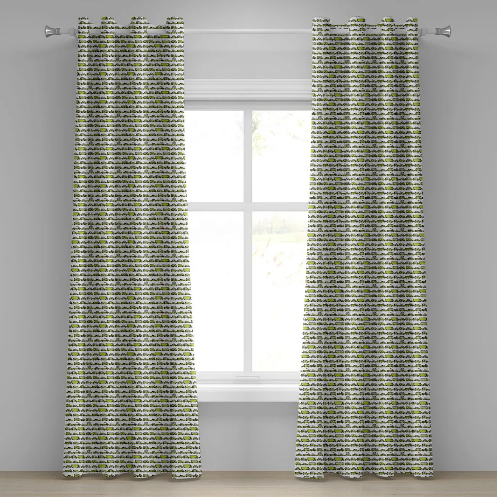 Décoration chambre enfant rideau voitures et camions 280x245cm vert pomme