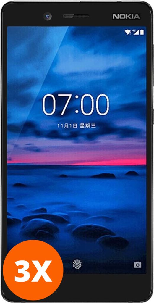 Mobigear Premium 9.98 Nokia 7 Panzerglas Gehärtetes Glas Displayschutz - Hüllenfreundlich - Schwarz (3er Pack)