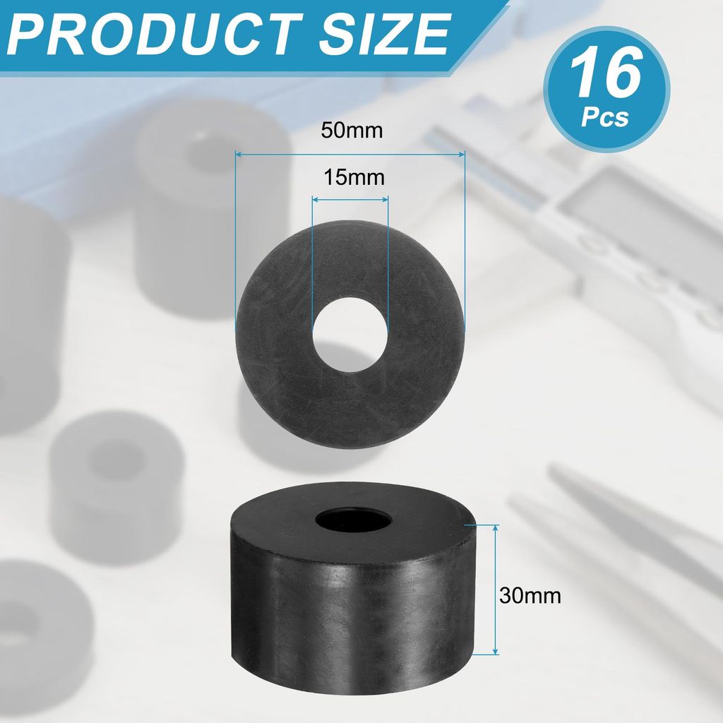 12 Stš¹ck Gummi Unterlegscheiben Gummi Abstandshalter Gummispacer Schwarz Distanzhš¹lsen 50mm Au?endurchmesser x 15mm Innendurchmesser x 30mm H...