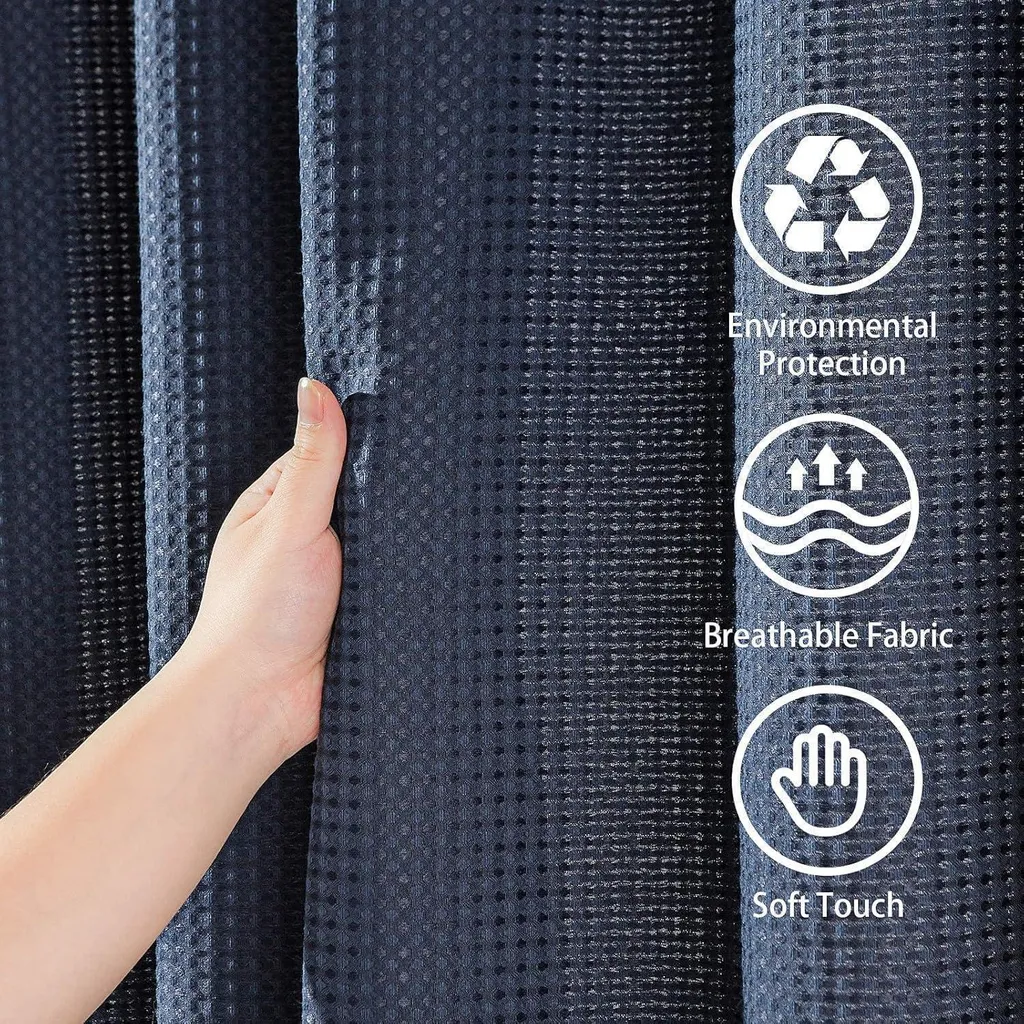 Tenda Bagno Cotone Tenda Da Doccia Blu Navy A Righe - Stile Fattoria