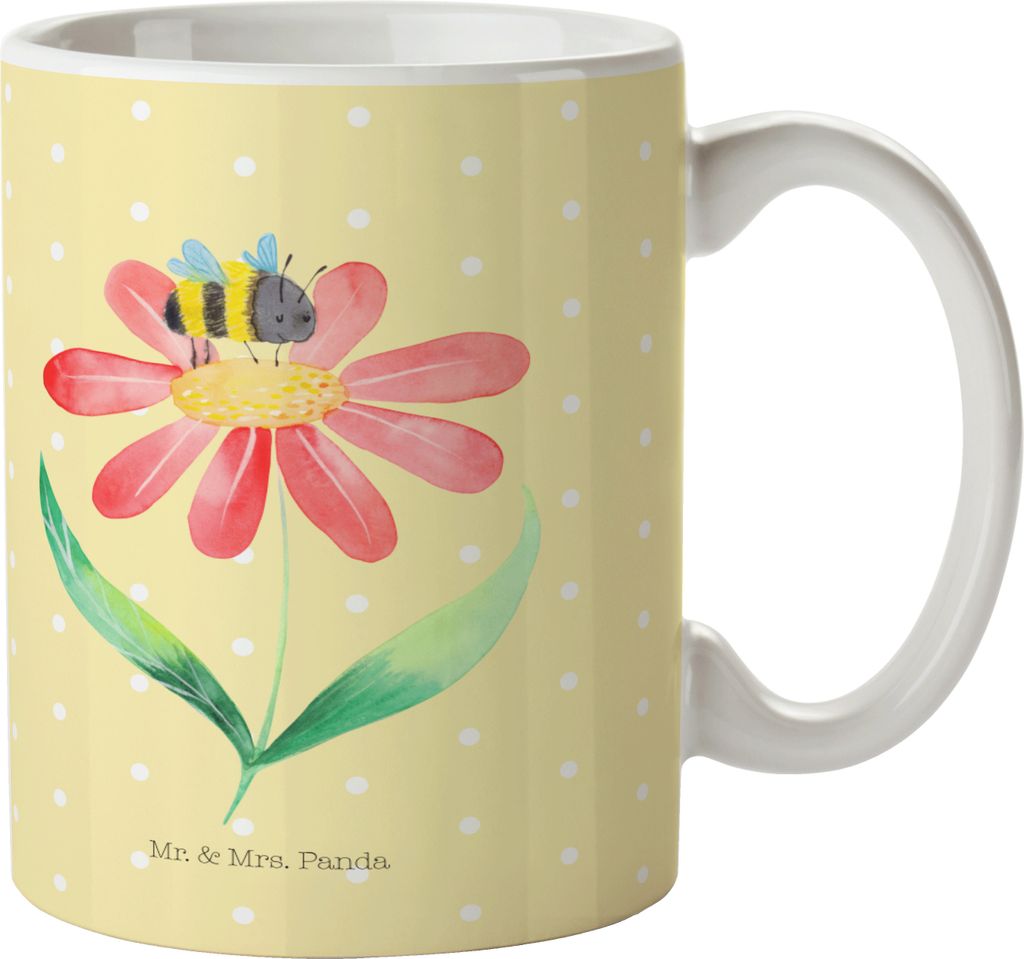 Mr. & Mrs. Panda Teebecher Hummel Blume - Gelb Pastell - Geschenk, haferl, Kaffeetasse, Pott, Wespe, Becher, Biene, Kaffeebecher, Geschenktasse, Hu...