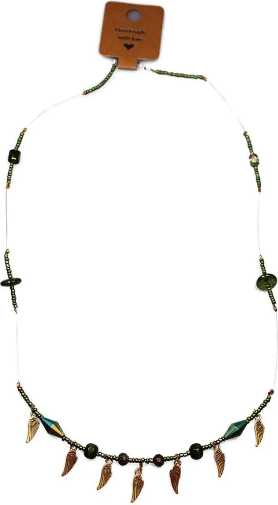 Collana MerryDesign Vintage Style: Perle Verdi e Piume anni '20