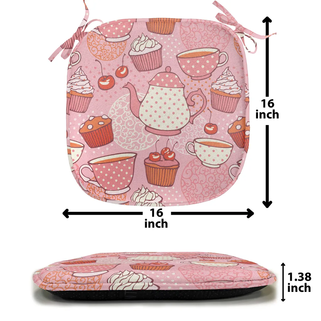 Coussin de Chaise Imperméable Rose et Rouge Lot de 8 avec Attaches Fixes