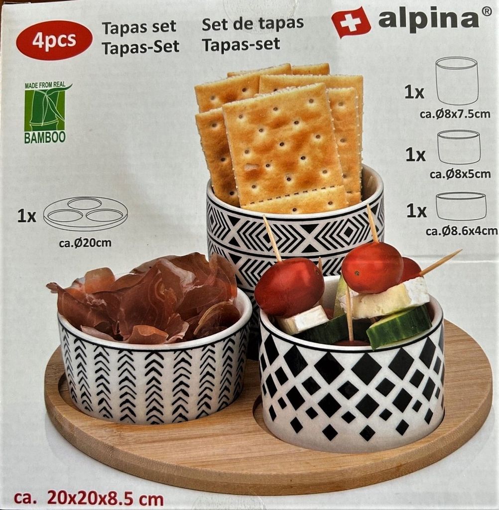 alpina Tapas-Set, 4-teilig, rund, 20x20x8,5 cm