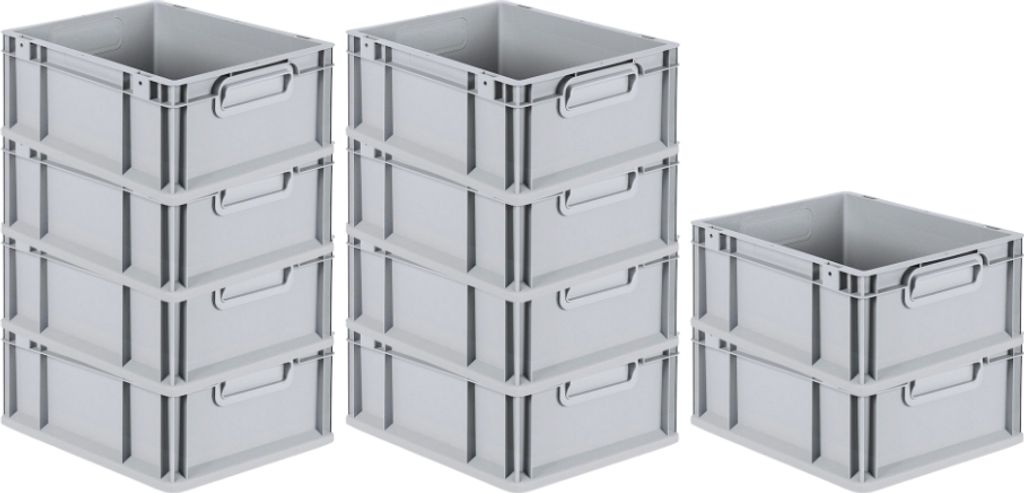 SparSet 10x Eurobox NextGen Economy | Griffe geschlossen |HxBxT 17x30x40cm | 16 Liter | Eurobehälter, Transportbox, Transportbehälter, Stapelbeh...