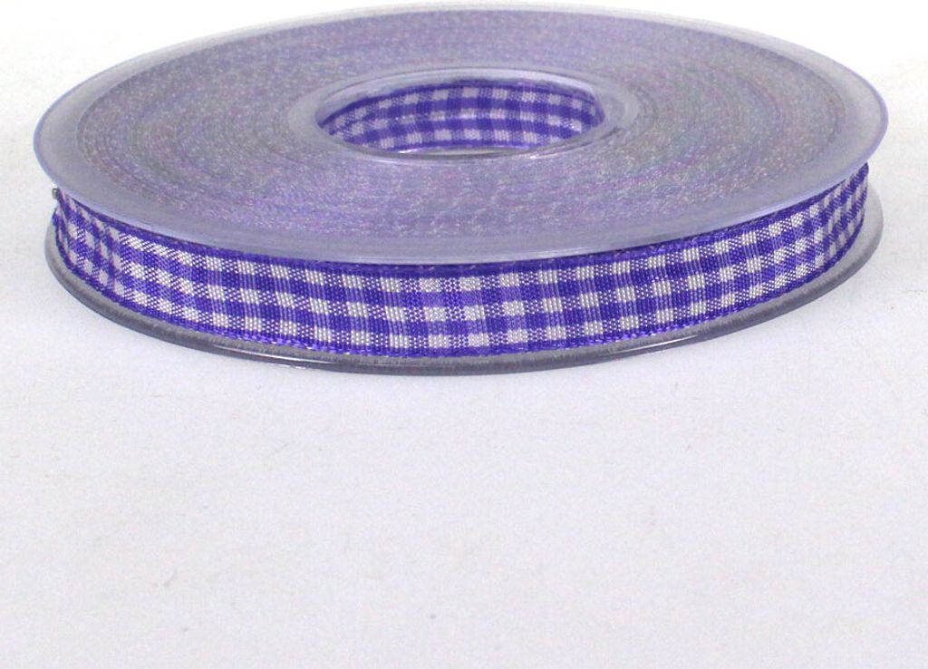 25m Dekoband kariert 10mm Antennenband 1cm Auto Geschenkband Schleifenband Karo, Farbe:flieder