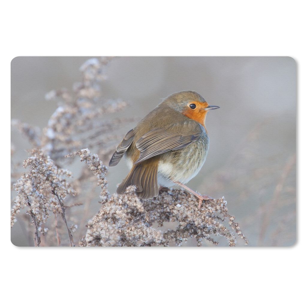 MuchoWow Mauspad Mousepad Winter - Rotkehlchen - Vogel 27x18 cm - Mousepads - Maus Mat - Pad - Mausunterlage - Büroartikel - Desk Matten