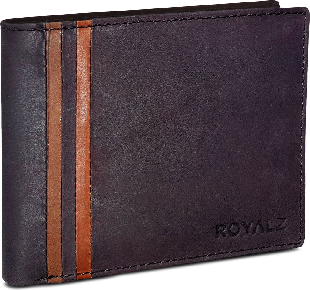 ROYALZ Leder Portemonnaie für Herren Geldbörse Vintage Geldbeutel Portmonee Etui 8 Kartenfächer Vintage