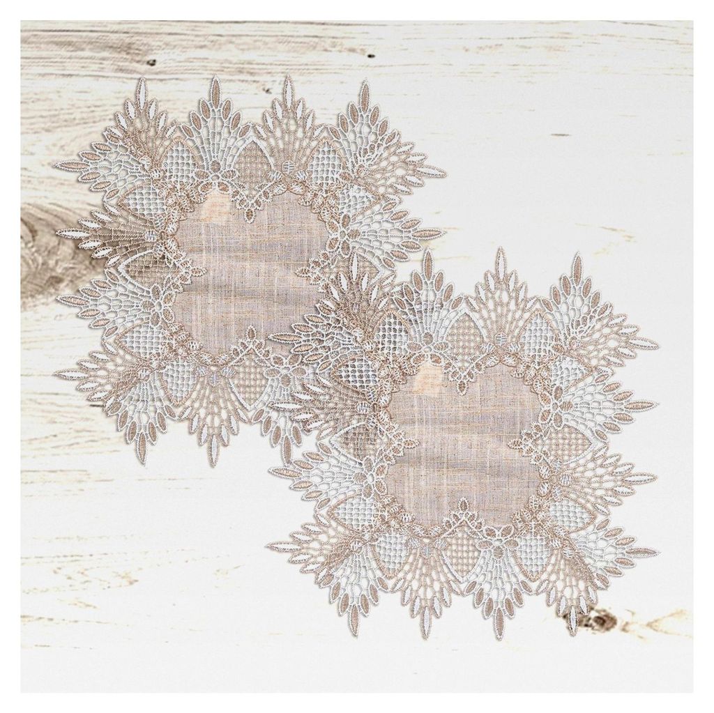 2 Stück quadratische Tischdecken aus Leinen mit Lochmuster für Kommoden und Beistelltische 30 x 30 cm