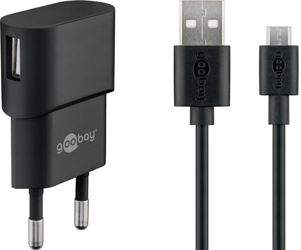 Goobay Micro USB-Ladeset 1 A, Netzteil mit Micro USB Kabel Produktbild 