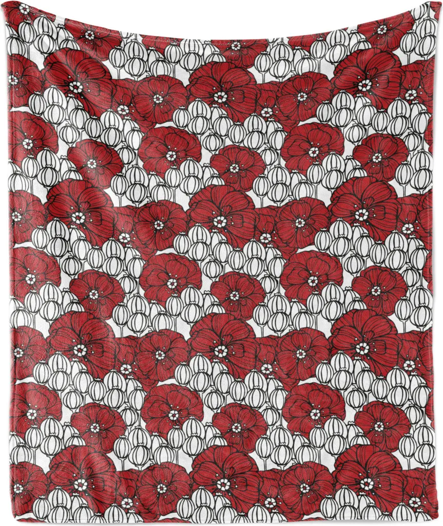 Offerta Coperta ABAKUHAUS 175x230 cm - Morbida Flanella Pile Papaveri