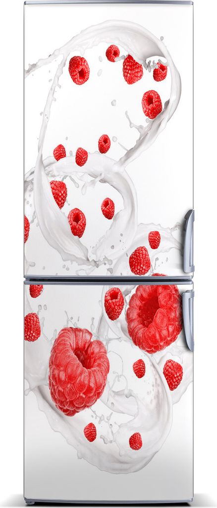 Tulup Kühlschrankdekoration - Magnetmatte - 60 cm x 180 cm - Magnet auf dem Kühlschrank - Milch Und Himbeeren