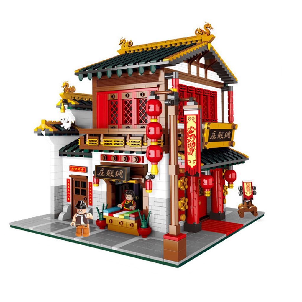 Die High-Tech-Bausteine der China Street Chinatown Series Bricks Toys Ancient Chinese Architecture Model The Tea House Inn Building Blocks