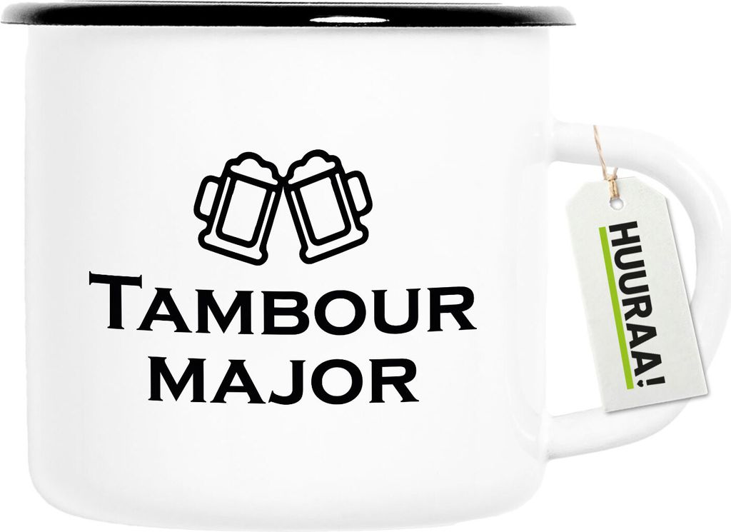 Huuraa Emaille Tasse Tambourmajor Schützenfest 300ml Vintage Campingbecher Geschenkidee